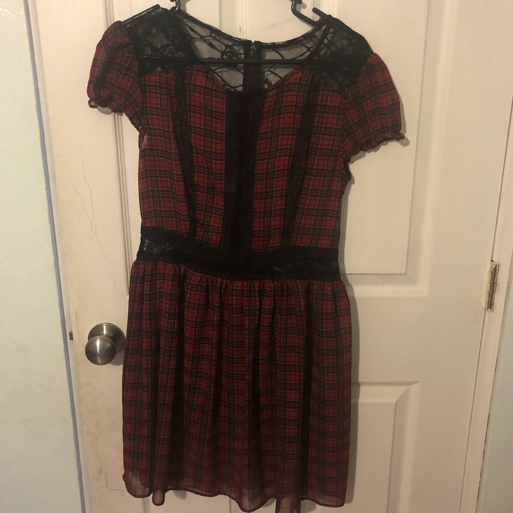 Red plaid dress